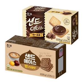 해태 샌드에이스 밤라떼맛 204g+찐초코 204g, 1세트, 408g