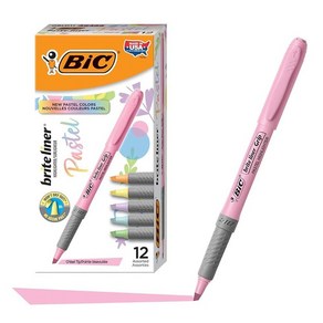 빅 BIC 브라이트 라이너 하이라이터 세트 파스텔 12개입, 1개