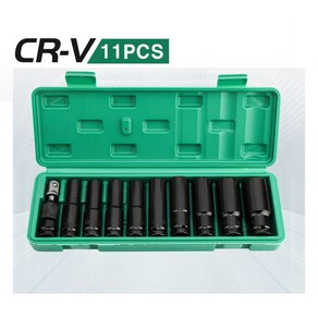 임팩 소켓 육각 세트 11PCS 롱소켓 1/2인치 10~24mm 복스알 보관케이스 롱복스, 1개