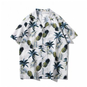 남자 하와이안 셔츠 여름 반팔 빈티지 커플 오버핏 셔츠 hawaiian shirt for beach KB0062