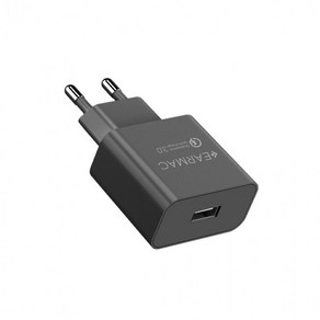 [TJCOMPANY] 이어맥 EARMAC 최대 18W QC 3.0 USB 1포트 가정용 고속 충전기 어댑터 / 케이블미포함, 1개, 블랙