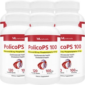 [미국빠른직구] 신제품 마이라이프 내추럴스 폴리코PS 100 (포스파티딜세린 100mg + 폴리코사놀 100mg), 6개, 120정