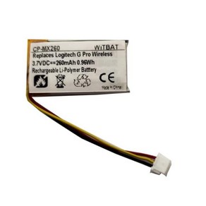 로지텍 G 프로 무선 게임 마우스용 배터리 GPW 리튬 폴리머 충전식 팩 교체 3.7V 260mAh, 한개옵션0