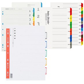 문화 인덱스 화일분류 파일 넘버링 속지 아트지 PP A4, A190-7 아트지 인덱스 5분류 2개입