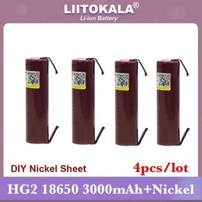 Liitokala 신제품 HG2 18650 3000mAh 배터리 3.6V 방전 20A hg2 플랫 헤드 및 DIY 니켈, 4개