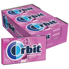 ORBIT Bubblemint Sugar Free Chewing Gum 12 Packs of 14-Pieces ( ORBIT 버블민트 무설탕 츄잉껌 14개입 12팩(총 168개