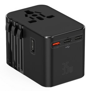 RUNDX PD 고속충전 5포트 멀티어댑터 해외 여행용 플러그 2 USB-A + 3 c타입, 1개