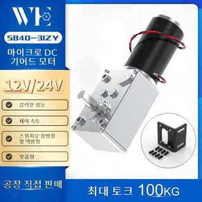 전동개폐기 5840-31ZY 소형 웜 기어 모터 DC 12V 24V 7RPM ~ 470RPM 속도 조절 가능 고토크 고출력 5.0, 40) 24V 12RPM - Backet Moto, 1개