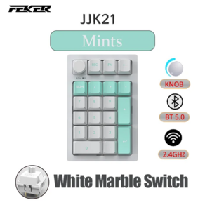 기계식키보드 FEKER JJK21 패드 숫자 3 가지 모드 USB 블루투스 24GHz RGB 조명 20 키 미니, 없음, 없음, 1) JJK 21 white