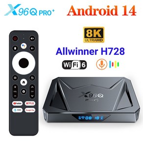 X96Q PRO+ 안드로이드 TV 박스 안드로이드 14 Allwinne H728 지원 1000M LAN 8K UHD 스트리밍 미디어 플레이어 16GB/32GB 셋톱 박스, 4GB/32GB, 1개