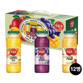 해태)과일촌아침에미니병선물세트(오렌지+포도+사과/180mlx12병), 12개, 180ml, 본상품선택