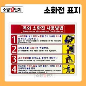 옥외 소화전 사용방법 표지 소화전사용법 삽화형 소방자재