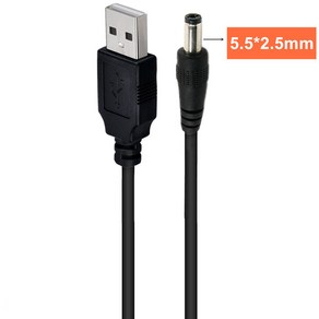 USB AM to DC 전원 플러그 충전 케이블 5V2A 5.5x2.5 4.0x1.7 2.5x0.7 3.5x1.35 2.0x0.6 5.5x2.1mm 1m, [02] 5.5mm 2.5mm