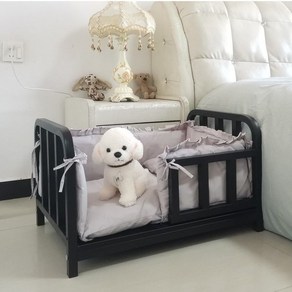 강아지 철제 침대 소형 1층 1단 애견 고양이 반려견 쇼파, S-길이 53x폭 38 cm, 블랙 단층+라이트퍼플, 1개