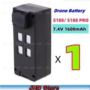 JHD 드론 배터리 블레이드 S188 PRO GPS 드론용 프로펠러 7.4V 1600MAH 브러시 액세서리, [01] S188 Battey 1PCS