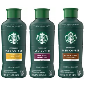 스타벅스 액상 아이스커피 대용량 3종택1 Stabucks Unsweetened Coffee 1.42L, 1개