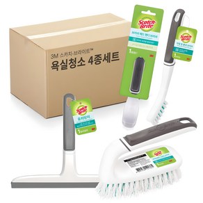 스카치브라이트 욕실청소용 틈새 브러쉬 4종 세트, 1세트, 혼합색상