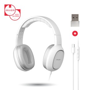 아이리버 C타입 스테레오 유선 어학용 게이밍 헤드셋 + USB 변환젠더 세트, 화이트, IGH-W7000C