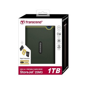 트랜센드 충격방지용 외장HDD Tanscend StoeJet SJ25M3E (1TB/그린) (USB3.1) 파인인포