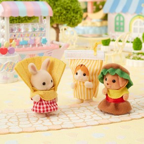 [Sylvanian Families] 실바니안패밀리 Baby Tio Hambuge Set 아기 트리오 햄버거 인형 세트 피규어 장난감 완구, 1개