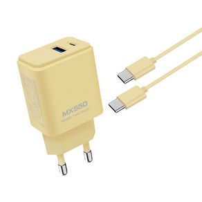 [엑스트라] MX550 PD USB 20W 2포트 비비드 듀얼 고속충전기 (C to C 케이블 포함), 1개, 바닐라베이지