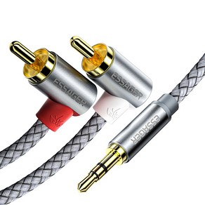 Essage 3.5mm AUX to 2RCA 스테레오 오디오 케이블, 2M, 1개