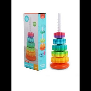 GEEKISTORE 레인보우 터렛 스태킹 음악 컬러 네스팅 링 턴 퍼즐 조기 교육 완구 1-3 세 유아, [01] Rainbow Stacking Toy, 1개