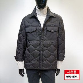 [파렌하이트] 24FW 블랙 포켓 카라 셔츠형 덕다운 경량 패딩 점퍼 FJD6351 / 양말세트 증정