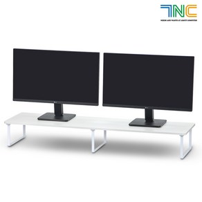 7NC 울트라형 듀얼 모니터받침대 가로1100x폭310mm 초대형 높은 모니터선반 우드, 1개, 15cm눈높이_(39W)화이트