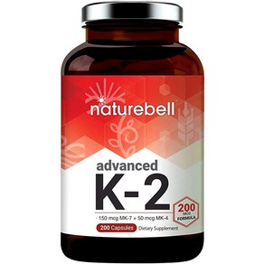 Advanced Vitamin K2 Supplement with MK-7 MK-4 200 mcg 200 Capsules Vitamin K2 Complex Supplement Suppots Joint and Heat Health Non-GMO, 1개, 상세 설명 참조0