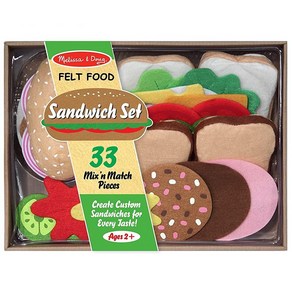 Melissa Doug 펠트 굿 샌드위치 플레이 푸드 세트 33피스, Felt Play Food