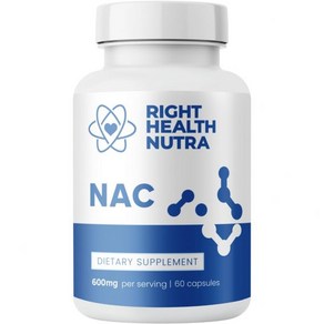 NAC 보충제 600mg 60캡슐 N아세틸 시스테인 항산화 글루타치온 수치 증가 간 관리 및 면역 지원을 위한 글루텐 프리 N 아세틸, 1개, 60정