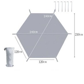 캠핑매트 육각 텐트 타프 방수 그라운드 천 시트 하이킹 피크닉 백패킹 네일 포함, 4) 240x210cm