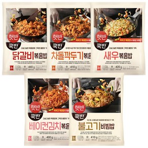 CJ 비비고 볶음밥 5종 (닭갈비볶음밥+차돌깍두기볶음밥+새우볶음밥+베이컨김치볶음밥+불고기비빔밥), 1개, 400g