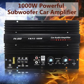 12V 1000W 자동차 오디오 고전력 증폭기 AMP 보드 강력한 서브 우퍼베이스 AMP PA-80D, 하나, 검정