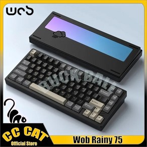 Wob Rainy 75 기계식 키보드 블루투스 무선 키보드 게이머 키보드 트라이 모드 CNC 알루미늄 개스킷 핫 스왑 RGB 백라이트, 없음, 없음, 2)Cheese White