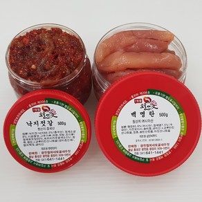 [토굴안애] 1+1 광천 양념젓갈 낙지젓+백명란젓 500g, 1세트