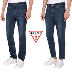 게스 정품 GUESS 남성 청바지 슬림스트레이트 핏 일자핏 슬림핏 스판진 데님 미디엄블루 다크블루 블랙진