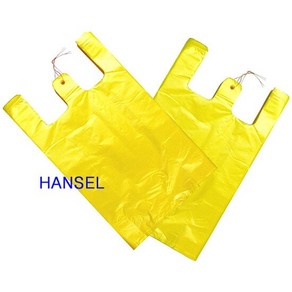 (한셀)포장/분리수거 손잡이 비닐봉투 5L/노랑 특대 200매, 200개