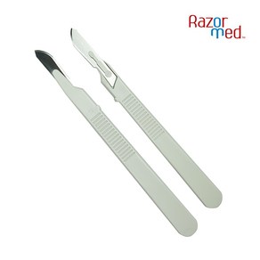 RAZORMED 멸균 일회용 의료용 수술칼 정밀작업용 메스날 메스대 일체형 개별포장, 10호(낱개1개), 1개