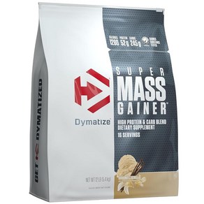 Dymatize Super Mass Gainer 단백질 파우더 1280칼로리 및 52g BCAA 10.7g 쉽게 혼합 맛있는 맛 고메 바닐라 5.4kg12파운드 2911