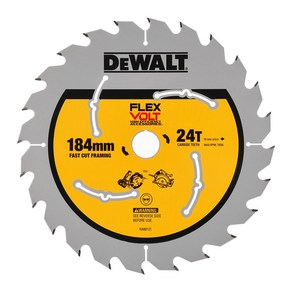 DEWALT 디월트 60V FLEXVOLT 플렉스볼트 씬 커프 날 7인치 목재용 원형톱날 DWA714124WFV (184mm), 1개