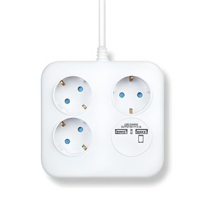 러그 3구 2포트 USB 멀티탭, LUG-KSB-03U-1.0(B), 블루