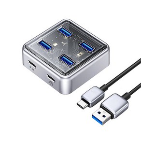 오리코 XHJ4U-U3-10 USB3.0 C타입 4포트 무전원 USB허브 1M, 1개