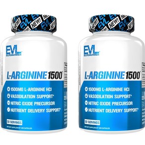 EVLUTIONNUTRITION L-아르기닌 1500mg 캡슐, 100정, 2개