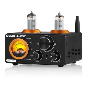 Douk Audio ST-01 PRO 블루투스 5.0 진공관 앰프 VU 미터 USB DAC COAX/OPT 앰프, 1개