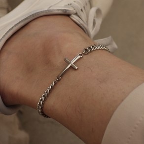 남자 발찌 십자가 써지컬 체인 cross anklet