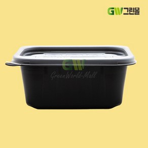 [그린몰]사각 반찬 죽용기 400ml 검정 50세트 JH, 50개, 1세트