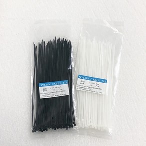 얇은 케이블타이 100pcs 블랙/화이트 thin cable tie, 화이트, 1.9x150mm, 100개