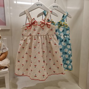 아가방 NC엑스코점 2025신상! 가볍고 시원한 소재로 한여름까지! 사랑스러운 리본으로 포인트를 준 하퍼체리 하퍼플라워끈나시원피스! 여아 원피스! 외출복! 등원복